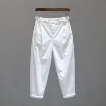 Daddy pants womens summer elastic waist loose slim casual pants 2021 New Wild Book 9 points Haren pants