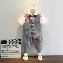 Boys dress suit Xia Yingren style casual handsome bow tie flower girl wedding little boy clothing childrens suit cool