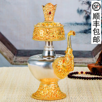 Nepal Vemba pot Pure copper gilt gilt silver water purification bottle Tantric pure Copper Benba pot for Buddha
