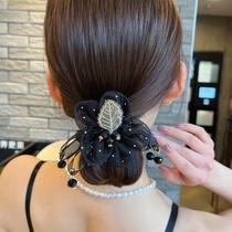 High-end rhinestone pendant leaf large intestine hair ring disc hair flower hair ornament female headdress head rope hair rope simple