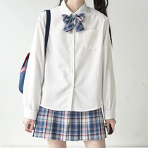 (Thorn) jk uniform Japanese long-sleeved horn placket shirt basic black and white pointed collar round neck shirt female