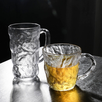 Glacier pattern glass with handle female summer high value drinking cup Senior Cup household tea cup ins Wind