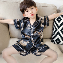 British Next Kiss childrens pajamas boys parent-child summer thin short-sleeved Ice Silk air-conditioned home clothing set