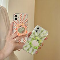 Korean wind grid bear bear bracket Apple Xsmax phone case xr for iPhone11pro 7 8plus soft 12