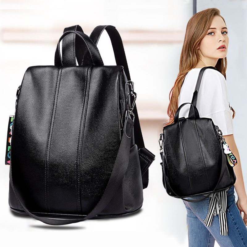 WFF True Leather Bag Girl 2019 New Backpack Head Layer Cowhide Fashion Girl Bag Ins Super Fire Shoulder Bag Girl