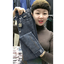 (80-200 catty) High stretch jeans womens summer and autumn new high waist thin feet nine-point pencil pants trousers