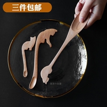 Beech cat mixing spoon creative wooden spoon cute cartoon ice cream spoon coffee mixing spoon cat spoon