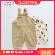 Ding Cat Baby Casual Strap 2021 Spring and Autumn Tide 1-4 year-old boy jumpsuit foreign air Joker pants