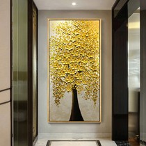 Hand-Painted Porch light luxury living room corridor decoration painting vertical modern aisle European oil painting fortune tree murals hanging paintings