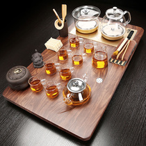 Glass kettle bottom water electric tea stove tea set Household simple tea tray integrated tea table Solid wood office