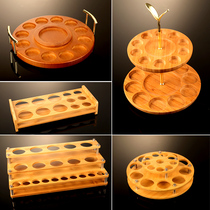 Chinese solid wood cup holder liquor cup holder bullet cup holder small wine glass storage holder one cup holder household creative ornaments