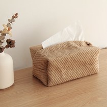 Homestay cotton linen fabric tissue box Japanese dining table concave shape drawing Box storage bag creative home living room simple