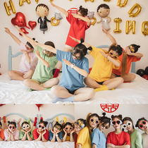 Rainbow Bridesmaid Morning Gown T-Shirt Bridal Wedding Wedding Unique Short Sleeve Women Loose Candy Color Pure Cotton Custom Sisters