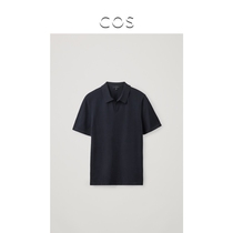 COS Mens open neck POLO shirt Dark blue 2021 summer new product 1025770001