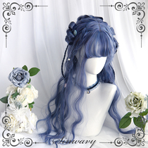 Swan-original Cebu lolita Ryukyu blue water ripple false hair blue purple air Liu Hai Long curly hair -) Lingxi)