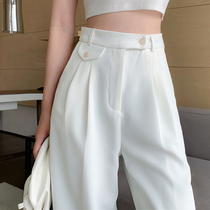 Design sense niche pants Womens trousers wide leg pants high waist hanging 2021 new summer thin straight suit pants
