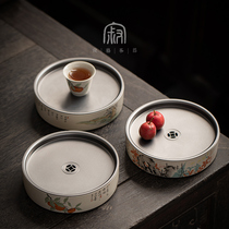 Ji Yi ceramic plant ash pot bearing small tea table household tea set small water storage tea tray round dry bubble plate fruit plate