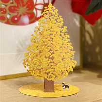 Japanese black wood and ginkgo tree three-dimensional greeting card beautiful desktop ornaments birthday gift Teachers Day blessing card