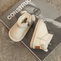 Baby snow boots baby plus velvet boots men and women autumn and winter 0-1 year old 2-3 soft bottom children toddler cotton shoes