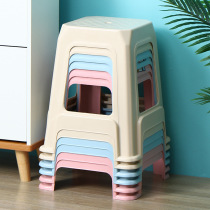 Plastic Stool Home Thickening Chair Living Room Bench Bar Stool Adult Table High Stool Stackable Bench Cooked Glue Stool Wholesale