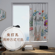 Curtains non-perforated installation Velcro sunscreen telescopic pole toilet all simple cloth shading bedroom children small