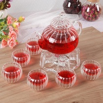 Yam wood heat-resistant glass Teapot Transparent filter Flower Teapot Flower fruit teapot Heated boiling fruit flower tea cup Tea set