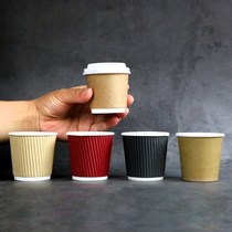 4oz100ml 7oz200ml Disposable double-layer kraft paper corrugated cup coffee hot and cold anti-scalding with lid