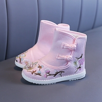Childrens New Years shoes girls embroidered shoes old Beijing handmade cloth shoes winter Hanfu shoes plus velvet thick cotton boots
