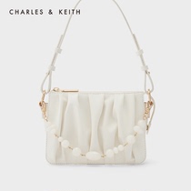 CHARLES & KEITH women bag CK2-20270749 really sweet hand underarm bag beaded pleated small square bag