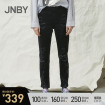  JNBY Jiangnan commoner jeans autumn fashion cotton straight high waist ripped pants 5J1320690