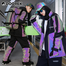 2021DOOREK mushroom head color reflective full pressure glue professional ski suit suit mens and womens tide brand veneer double board