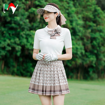 MY golf suit ladies brand high end white T-shirt top half sleeve print skirt fashion sportswear