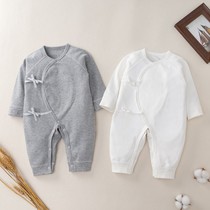 Newborns Spring and Autumn Butterfly Ha Clothes Infant Cotton Boneless Strap Jumpsuit Baby Four Seasons Monk Pajamas