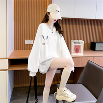 Net red pregnant womens blouses with thin long sleeves necropstick womens Korean version lactation loose and thin medium long money to feed the milk clothes