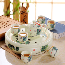 Tea Set Household Modern Simple Jingde Town High - end Chinese - style Ceramic Kung Fu Double Tea Cup Tea Bottle Tea Disk