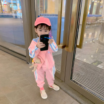  Girls sweater suit 2021 new trendy childrens shipping action suit fashionable foreign style baby autumn two-piece suit