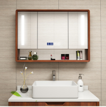 Oak smart bathroom mirror cabinet wall hanging mirror Front cabinet bathroom mirror with shelf defogging with light alone