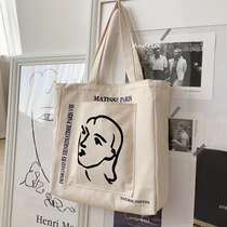 ANDCICI Korean alphabet illustration sail cloth bag cloth bag women shopping bag large capacity tote bag student schoolbag