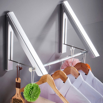 Wall-mounted invisible clothes rack punch-free telescopic rod small apartment indoor balcony window bay window cool clothes artifact