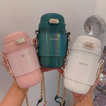 New small cute crossbody Cup fashion insulation impression Cup girl high face value 316 portable water Cup