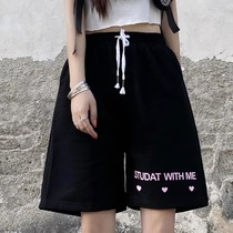 Sports casual shorts Women summer 2021 Korean version of loose chic Hong Kong flavor wear wide legs five points in pants ins