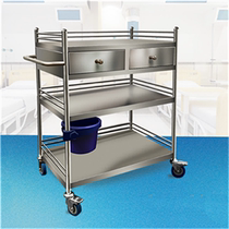 Trolley storage rack care multi-function delivery double-layer instrument stainless steel thickened treatment car medicine trolley