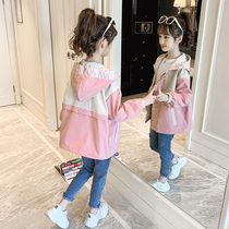Girls windbreaker Medium Long Autumn 2021 New Korean Spring and Autumn Womens Fashion Junior High School Girls Autumn Jacket