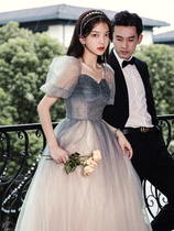 Evening dress dress women 2021 New banquet temperament fairy gradient puffy skirt art test high-end light host dress