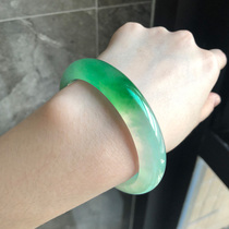 Natural ice jadeite Zhengyang green floating green bracelet custom a goods jade bracelet round bar Noble Concubine female model