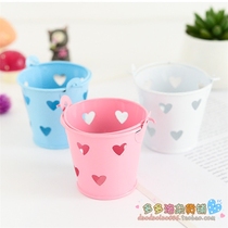 Super mini shooting background creative desktop ornaments hollowed out love storage tin bucket