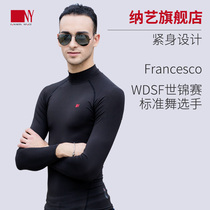 Nayi Latin dance clothes male dance clothes mens dance clothes national standard dance tops modern dance practice clothes long sleeves
