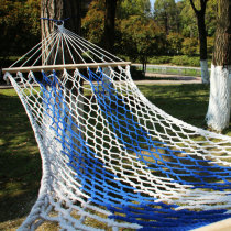Single net bed hammock outdoor adult children fishing net single anti-rollover wooden stick hammock double mesh Swing Swing