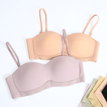 Incognito girl underwear womens summer thin section without steel rim summer bandeau bra set small chest gathered beautiful back bra