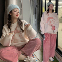 Pregnant women autumn suit Fashion Net red Korean loose long sleeve coat Spring and Autumn New pregnant women winter sweater